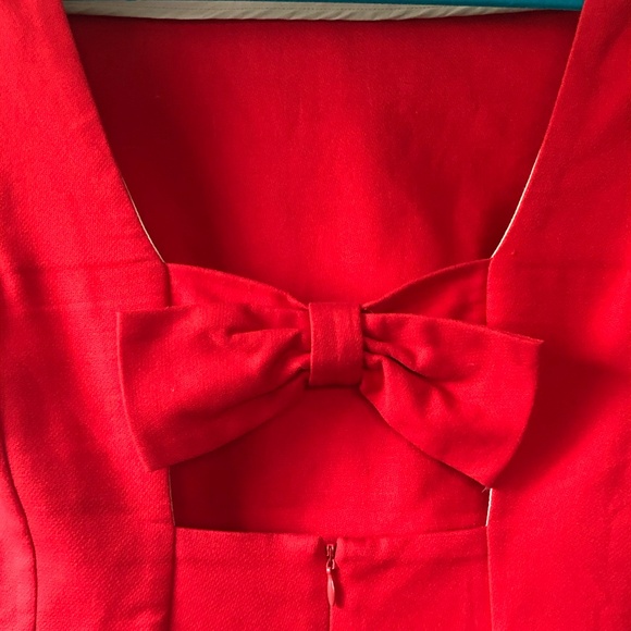 Maeve Red Bow Back Shift Dress Women’s Open Back Bow Detail Mini Short Sleeve - Picture 5 of 12